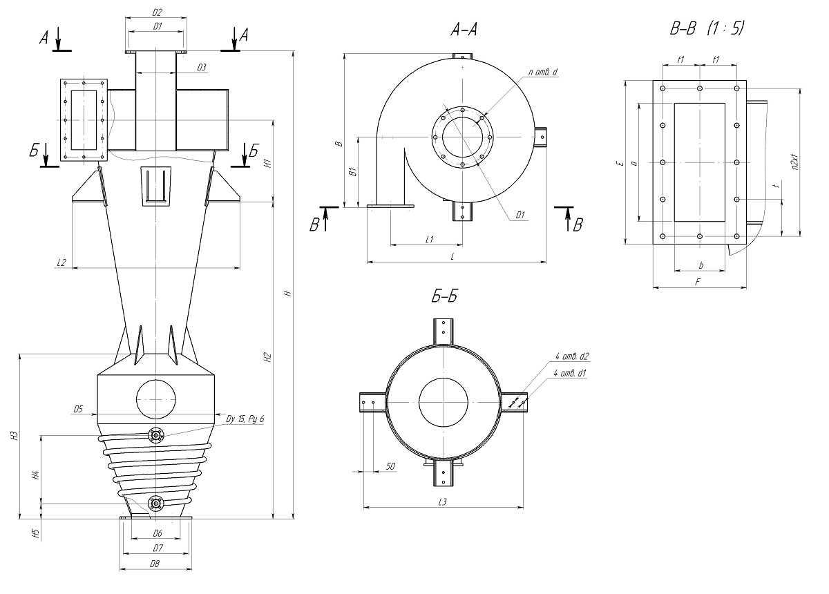чертеж циклона СК-ЦН-34 в Хасавюрте